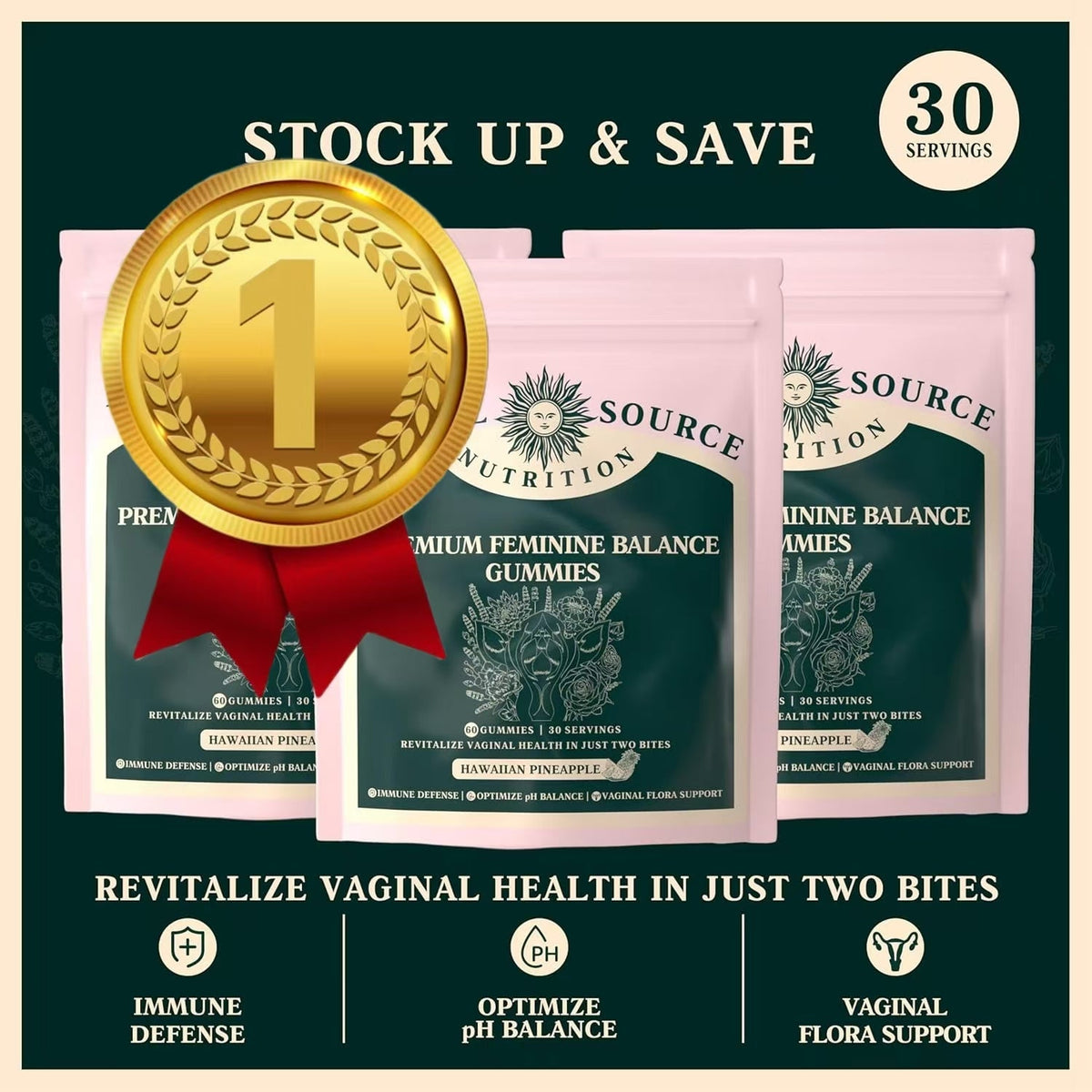 Feminine Balance Gummies for Women – Immune Support, Vegan & Gluten-Free | Hawaiian Pineapple Flavor