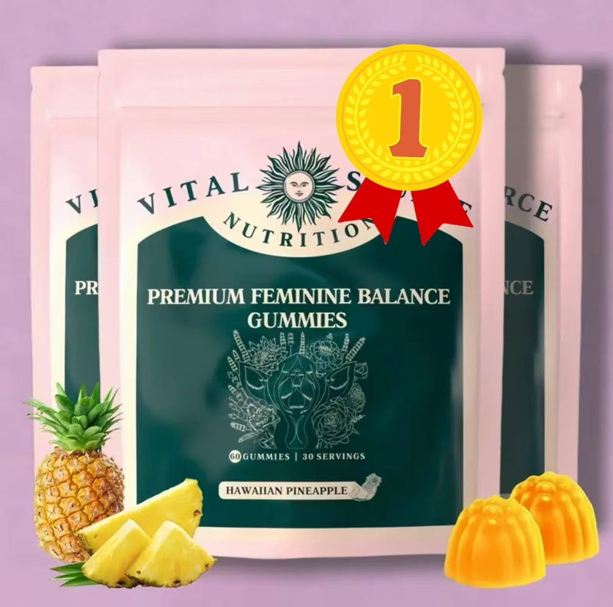 Feminine Balance Gummies for Women – Immune Support, Vegan & Gluten-Free | Hawaiian Pineapple Flavor