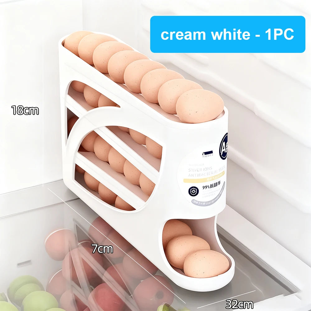 Bilayer Fridge Egg Storage Box Automatic Rolling Eggs Holder Rack Ladder Style Refrigerator Eggs Dispenser Egg Organizer Holder