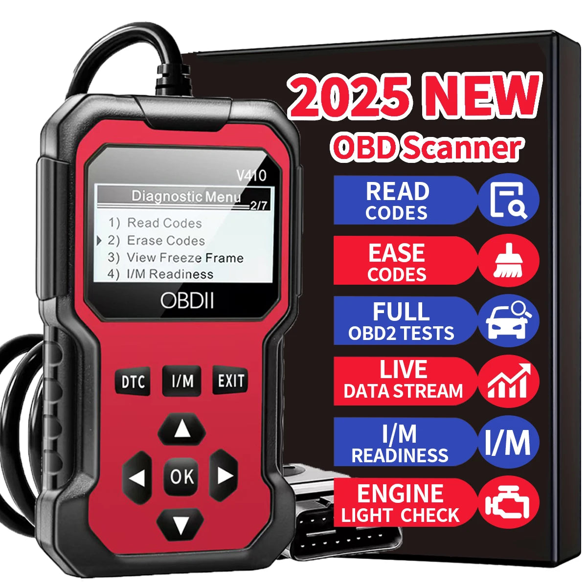 OBD2 Car Diagnostic Scanner – Engine Fault Code Reader for All OBD II Cars (1996+)