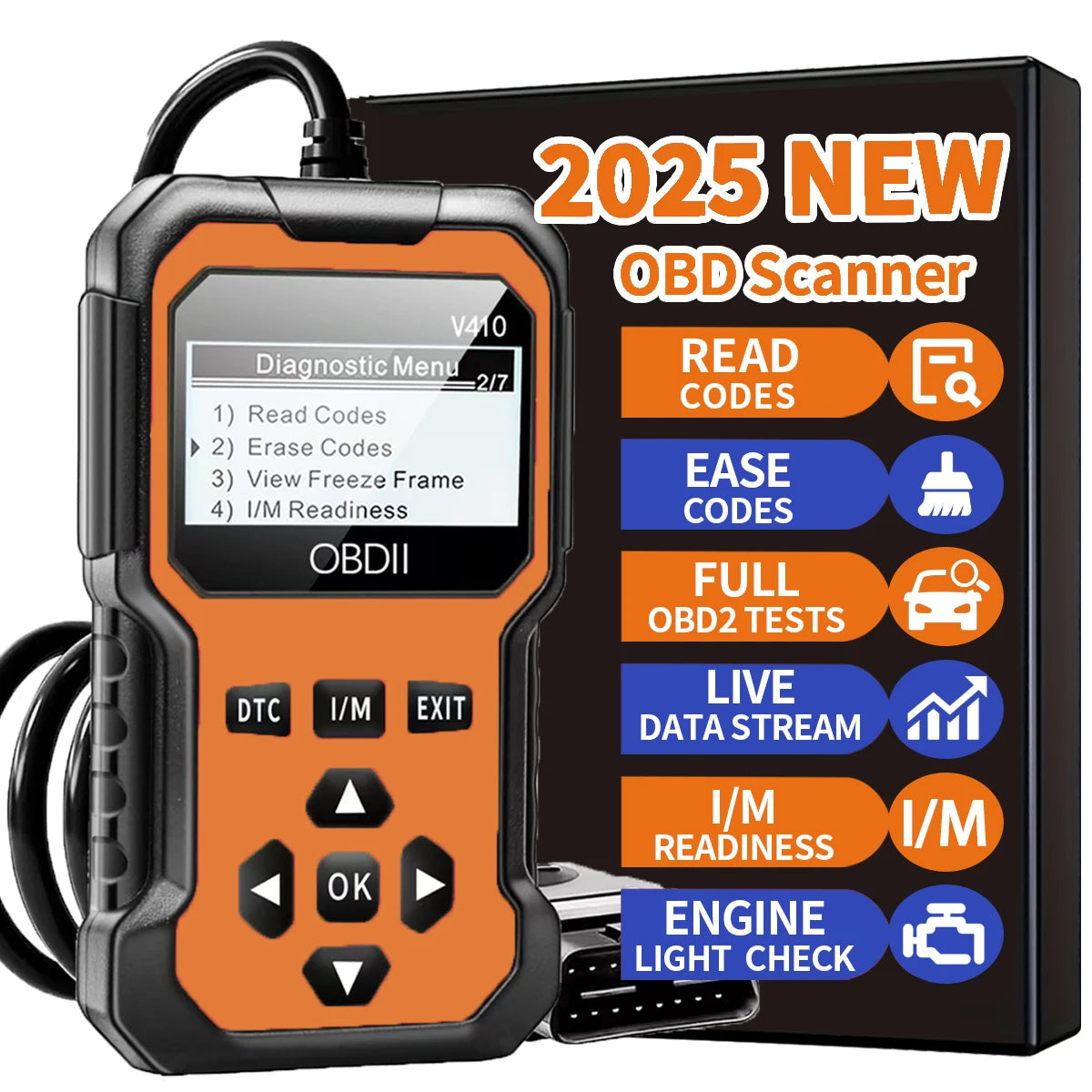 OBD2 Car Diagnostic Scanner – Engine Fault Code Reader for All OBD II Cars (1996+)