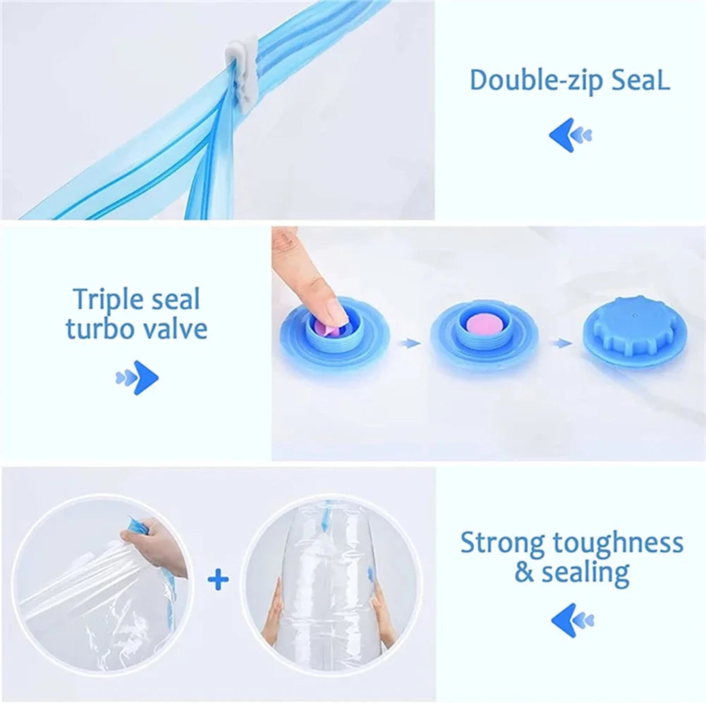 4pcs Reusable Vacuum Bags Transparent Folding Compressed Space Saving Vacuum Bag for Clothes Large Travel Container