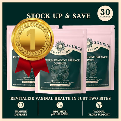 Feminine Balance Gummies for Women – Immune Support, Vegan &amp; Gluten-Free | Hawaiian Pineapple Flavor
