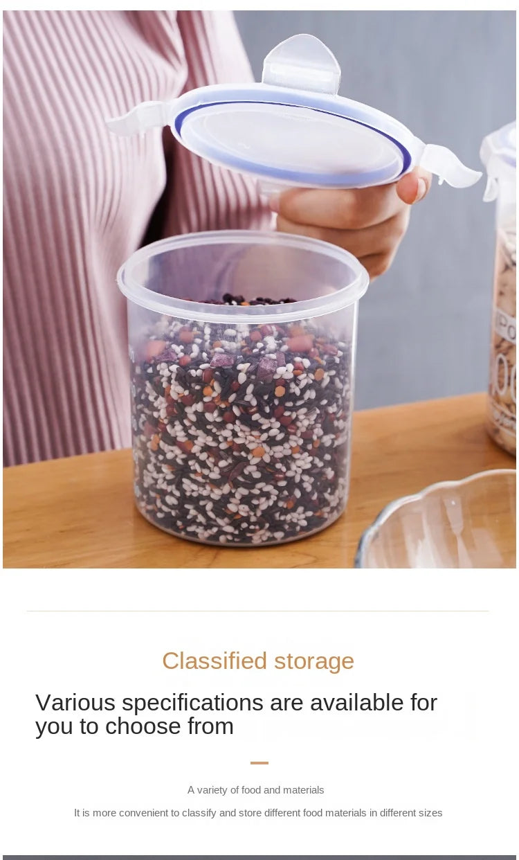 1-4Pcs Sealed Storage Box Transparent Kitchen Food Grain Organize Storage Tank Plastic Large Capacity Moisture-proof Sealed Jars