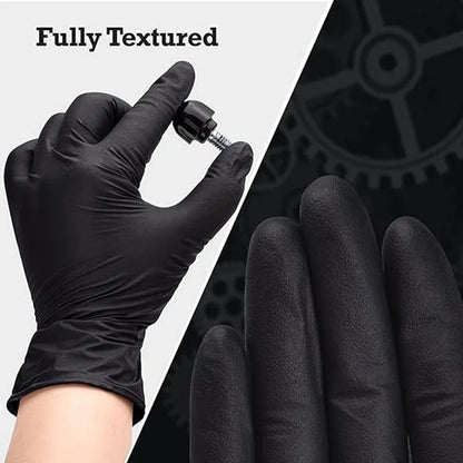Black Nitrile Disposable Gloves – Latex-Free, Puncture-Resistant for Mechanic, Tattoo, Hair &amp; Cleaning (10–100 Pack)