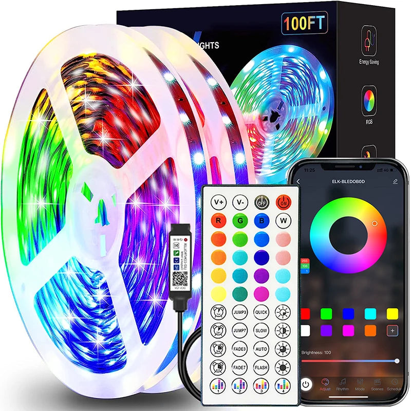 RGB LED Strip Lights with App Control – Bedroom Aesthetic Room Decor, 1M–40M