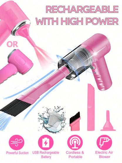 3-in-1 Portable USB Vacuum Cleaner – Cordless Mini Car &amp; Home Vacuum with Blow Function