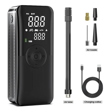 Portable Cordless Tire Inflator – Digital Air Pump for Car, Motorcycle, Bicycle &amp; Balls