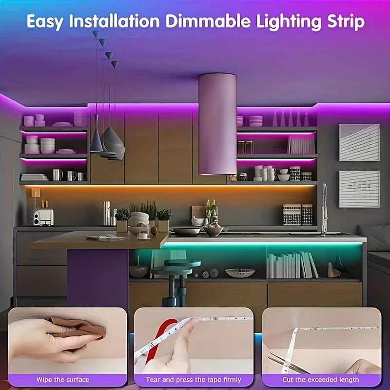 RGB LED Strip Lights with App Control – Bedroom Aesthetic Room Decor, 1M–40M