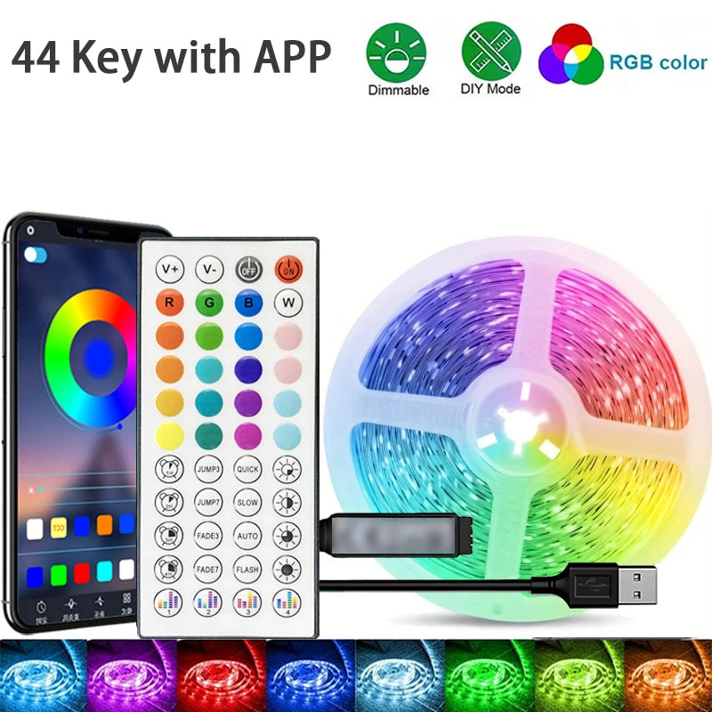RGB LED Strip Lights with App Control – Bedroom Aesthetic Room Decor, 1M–40M