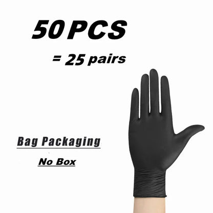 Black Nitrile Disposable Gloves – Latex-Free, Puncture-Resistant for Mechanic, Tattoo, Hair &amp; Cleaning (10–100 Pack)