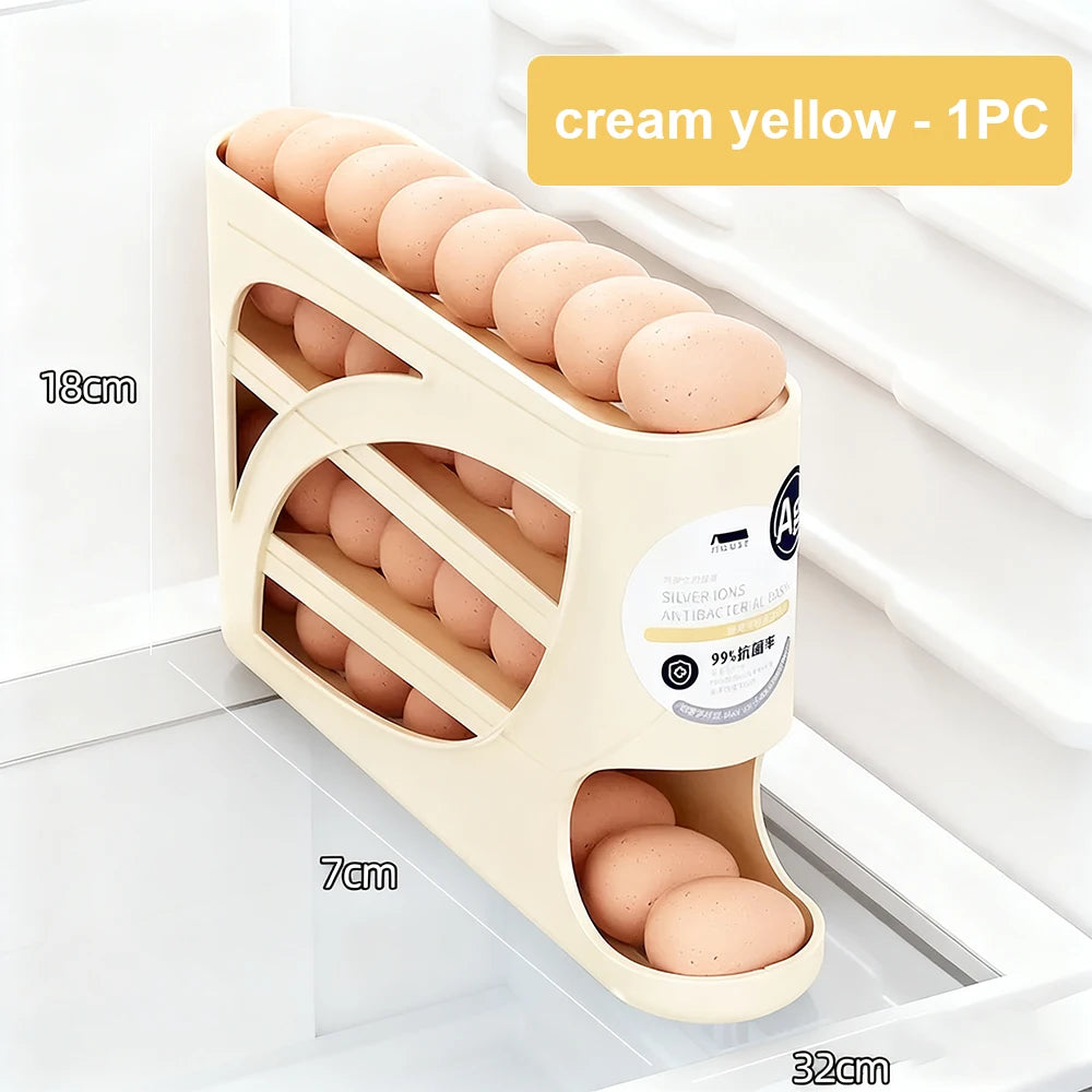 Bilayer Fridge Egg Storage Box Automatic Rolling Eggs Holder Rack Ladder Style Refrigerator Eggs Dispenser Egg Organizer Holder