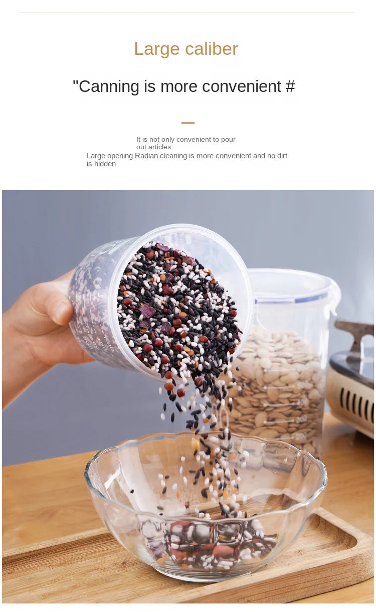 1-4Pcs Sealed Storage Box Transparent Kitchen Food Grain Organize Storage Tank Plastic Large Capacity Moisture-proof Sealed Jars