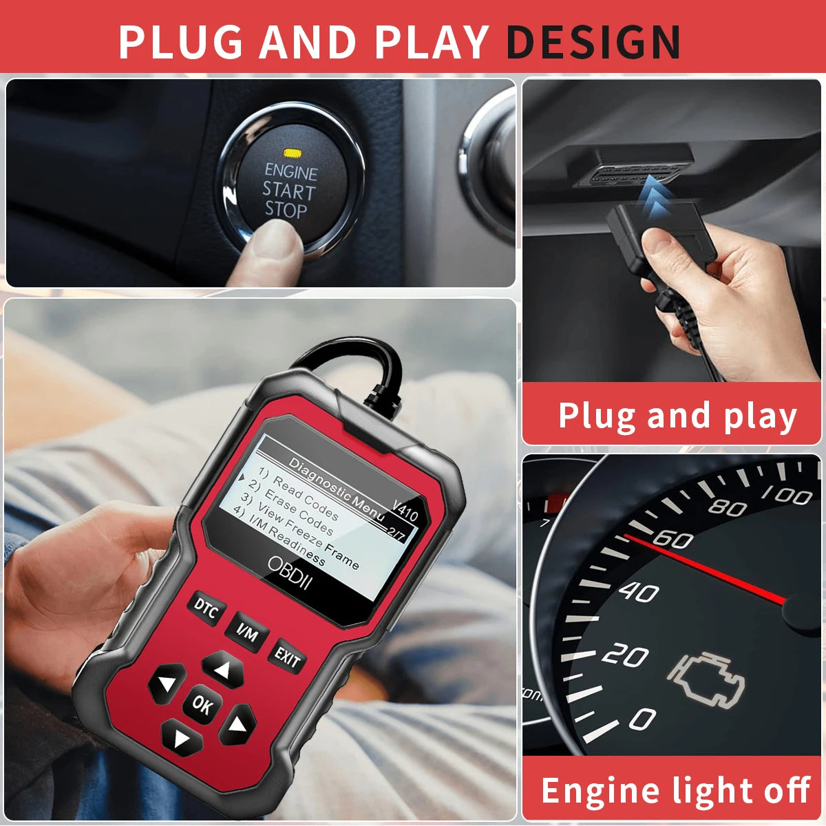 OBD2 Car Diagnostic Scanner – Engine Fault Code Reader for All OBD II Cars (1996+)