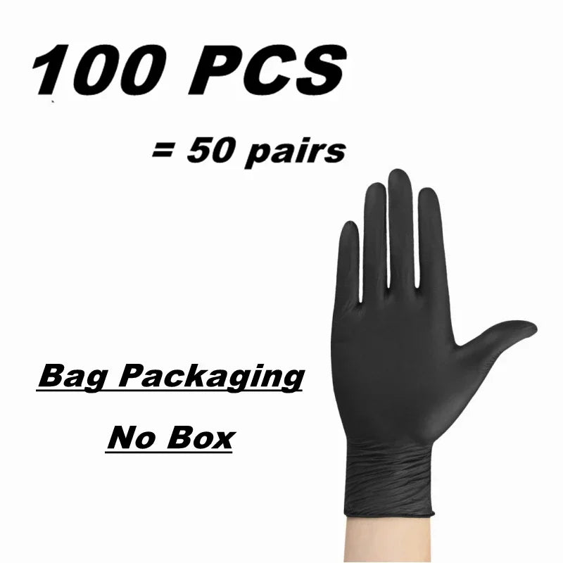 Black Nitrile Disposable Gloves – Latex-Free, Puncture-Resistant for Mechanic, Tattoo, Hair &amp; Cleaning (10–100 Pack)