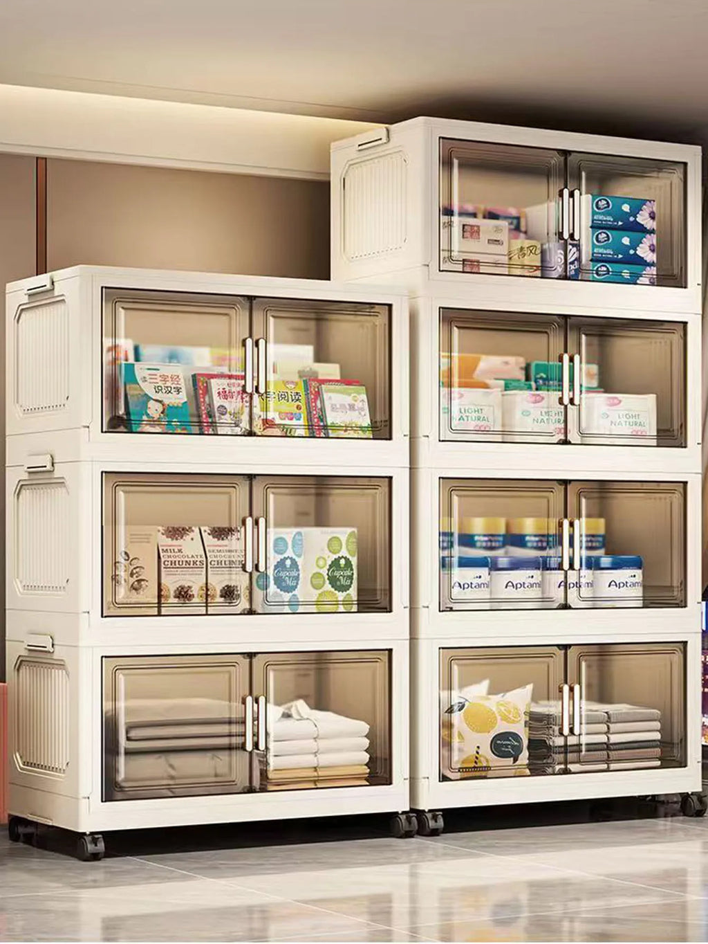 Storage Cabinet Folding Storage Box Home Living Room Toy Cabinet Storage Rack Snack Cabinet Installation-Free Kitchen Storage Cabinet Folding Storage Cabinet Organizer