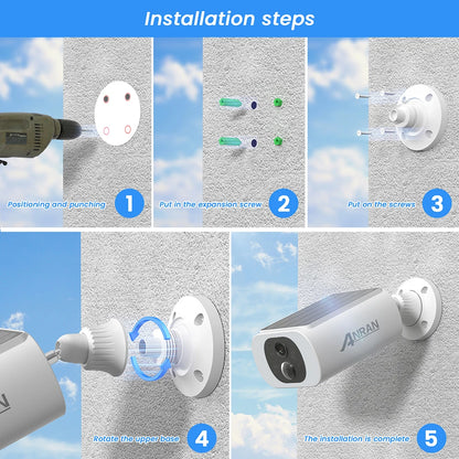 ANRAN 2/3/4 PCS Outdoor Wireless WIFI Camera 2.4G 3MP Battery Solar Security Camera Floodlight Color Night Vision Local Alarm