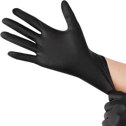 Black Nitrile Disposable Gloves – Latex-Free, Puncture-Resistant for Mechanic, Tattoo, Hair &amp; Cleaning (10–100 Pack)