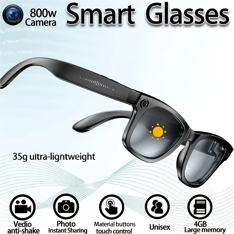 Camera video glasses, smart translation, object recognition via camera, Q&A interaction, Hi-Fi music, and high-definition calls.