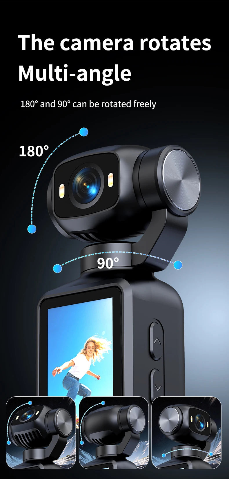 Portable HD 4K Action Camera Manual 90 180 Degree Rotation For YouTube Vlog Video Recording Record Life Handheld Action Camera