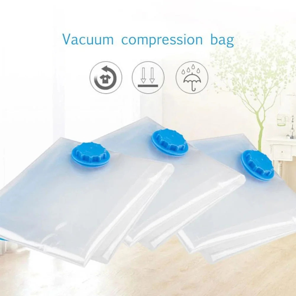 4pcs Reusable Vacuum Bags Transparent Folding Compressed Space Saving Vacuum Bag for Clothes Large Travel Container