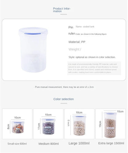 1-4Pcs Sealed Storage Box Transparent Kitchen Food Grain Organize Storage Tank Plastic Large Capacity Moisture-proof Sealed Jars