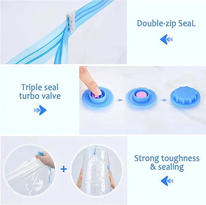 4pcs Reusable Vacuum Bags Transparent Folding Compressed Space Saving Vacuum Bag for Clothes Large Travel Container