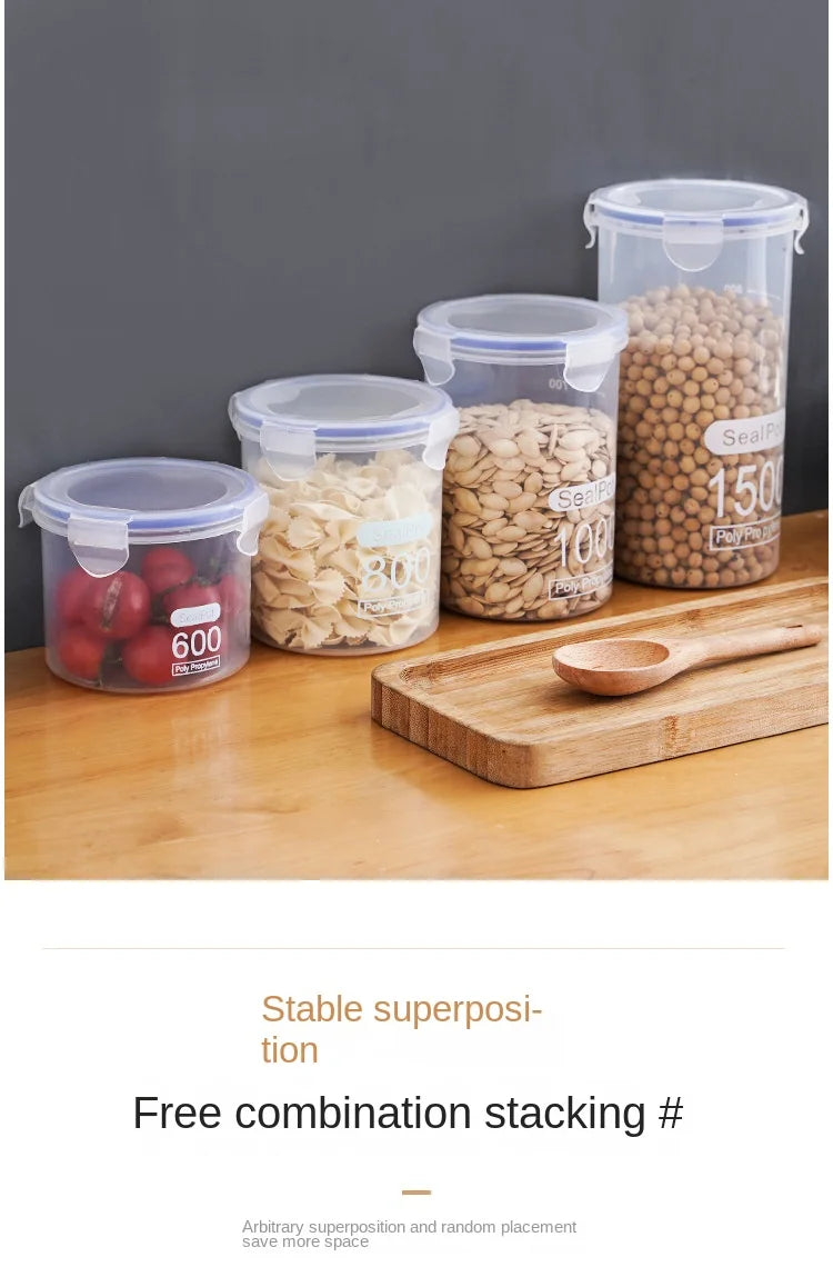 1-4Pcs Sealed Storage Box Transparent Kitchen Food Grain Organize Storage Tank Plastic Large Capacity Moisture-proof Sealed Jars